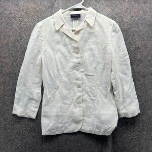 Tombolini Blazer Womens Small White Linen Button Front Italy Preppy Jacket